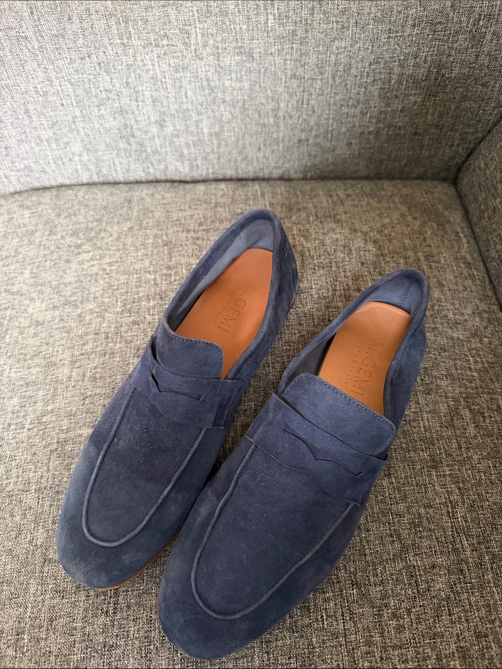 M. Gemi Navy Suede Penny Loafers